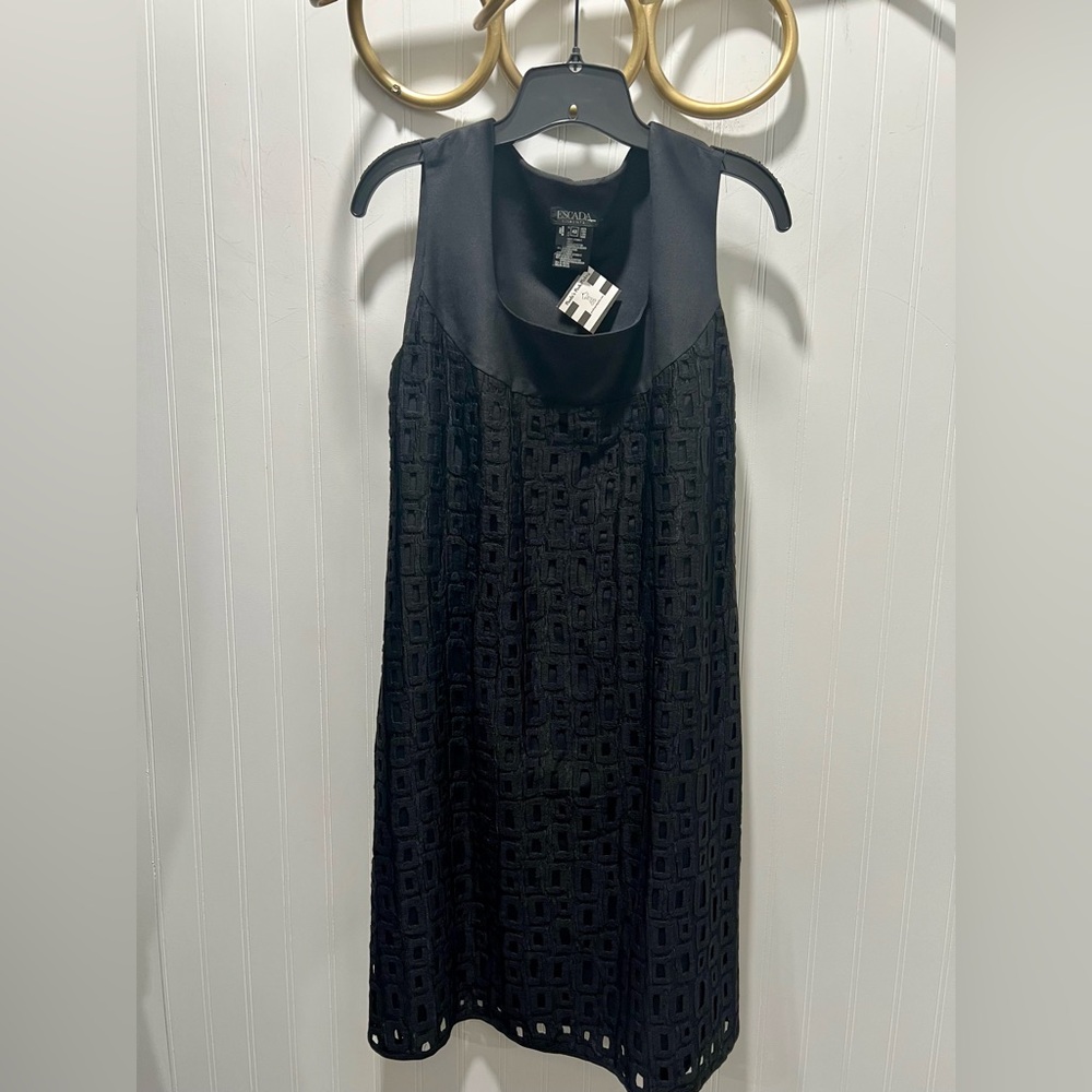 Escada Elements Black Waffle Pattern Dress
